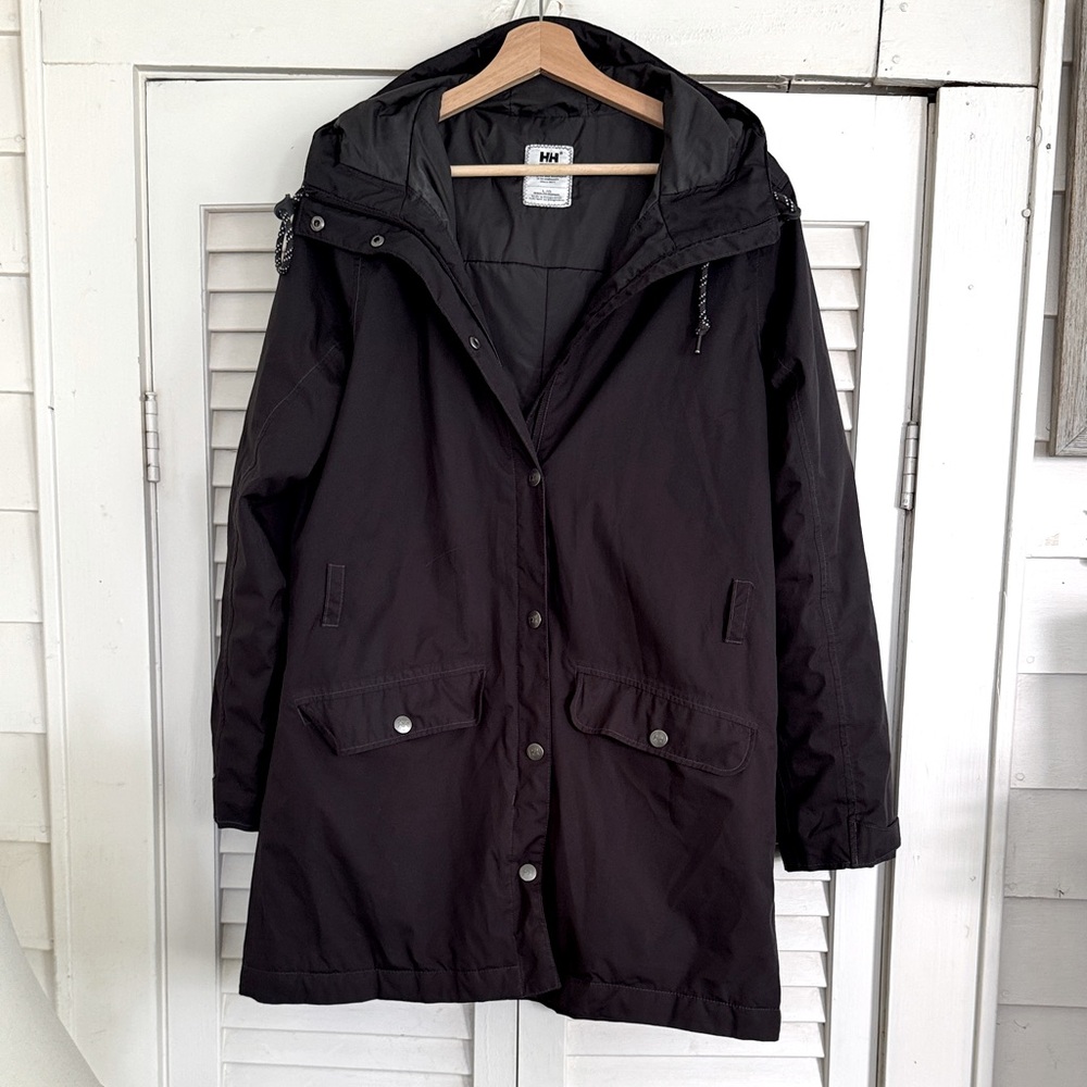 Helly Hensen Primaloft Hooded Jacket Womens sz L Black Helly Tech Ski
